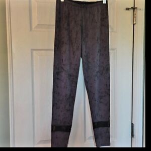 DECA Paris Edgy Charcoal Mineral Wash Leggings with Mesh Panels Made in France M